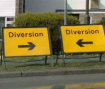 Yeah_but_which_way_Rushmoor_Council _-_Coppermine_-_11140.JPG - You can only follow this diversion if you have a really tiny car.
